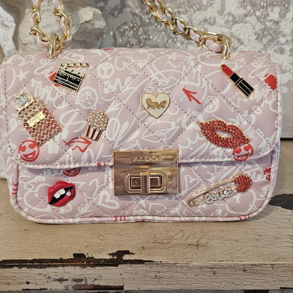 ALDO PRETTY HEART LIP PRINT BAG - Picture 2 of 8